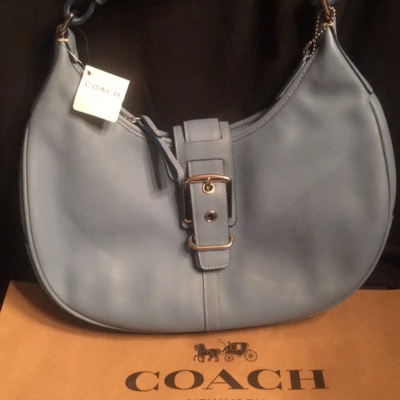Coach Handbags - NEW Coach Hampton Blue leather hobo buckle leather
